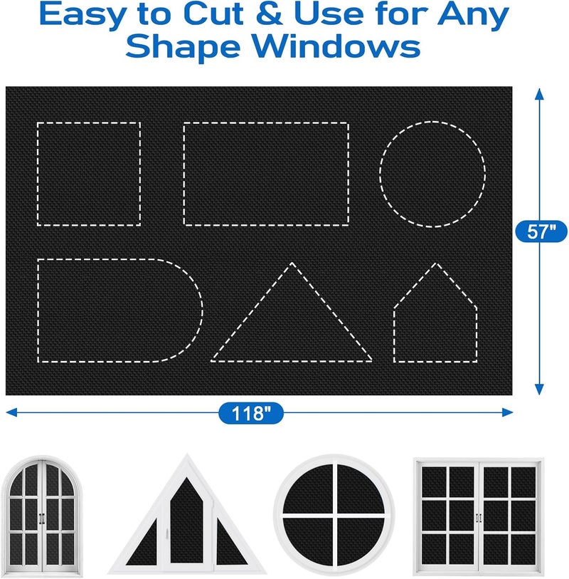 AZNN 100% Blackout Curtains for Bedroom, 118" x 57" Portable Window Cover Film，DIY Privacy Door Shades, Temporary Black Out Blinds for Nursery, Media and TV Room, Travel, Easy to Install, No-Drill - Image 4